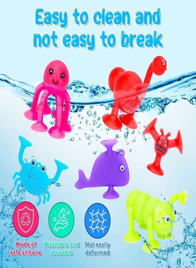 RAMONI Suction Toys Kids Bath Toys,18Pcs Slicone Sucker Toys for Kids Sensory Toys for 3 4 5 6 7 8 9Year Old Boys Girls,Building Toys for Stress Release and Travel - Image 5